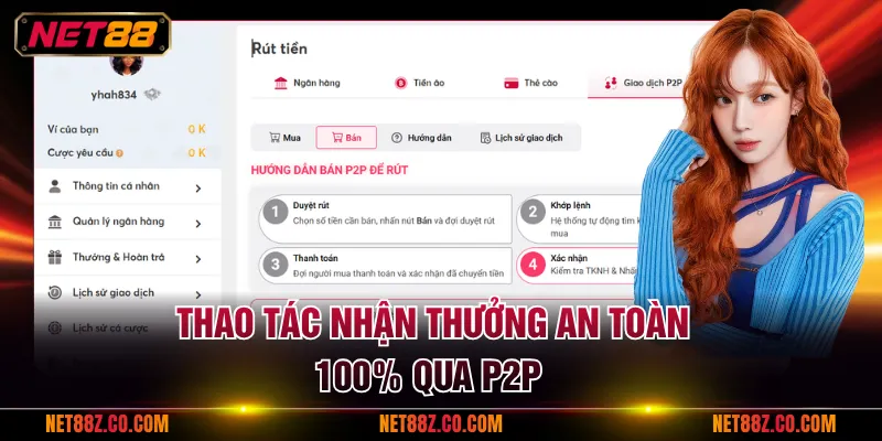 Thao tác nhận thưởng an toàn 100% qua P2P 